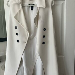 White House Black Market Cream Sleeveless long blazer